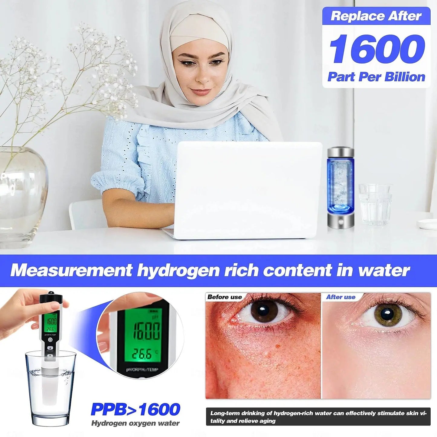 HydroBottleCelestial - Portable hydrogen water bottle. Bouteille d'eau à hydrogène H2 - Celestial Water Wellness